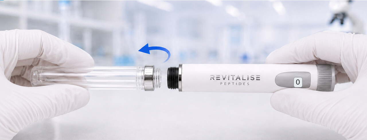 The clear cartridge carrier being unscrewed anticlockwise from the pen